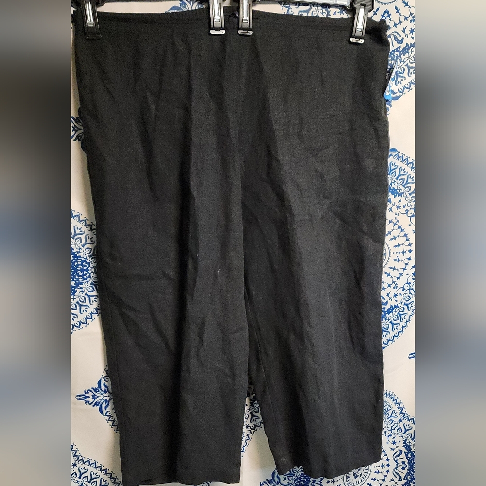 Eileen Fisher black linen crop wideleg pants. Sz XL. New - Picture 2 of 6